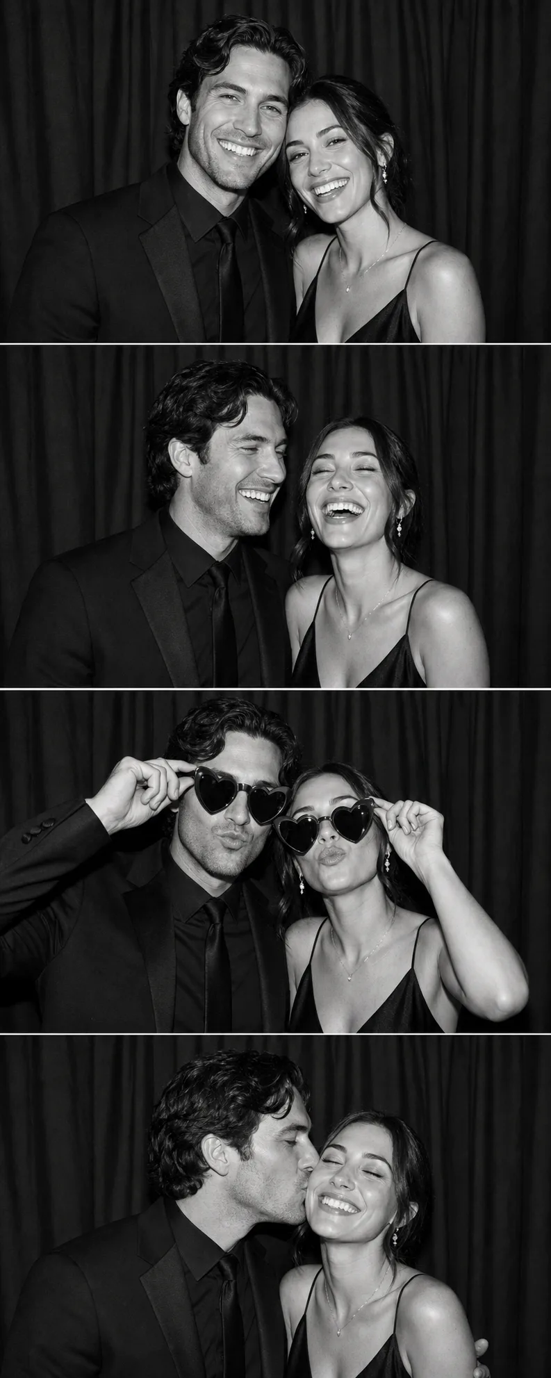 Temporary generated sample of a couple posing in a Photo Booth strip